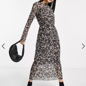 & Other Stories patterned long sleeve dress with tie waist
